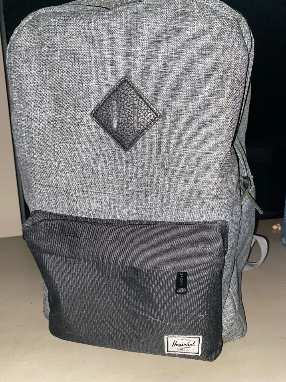 Like New Herschel grey/black Backpack, durable, interior & exterior pocket